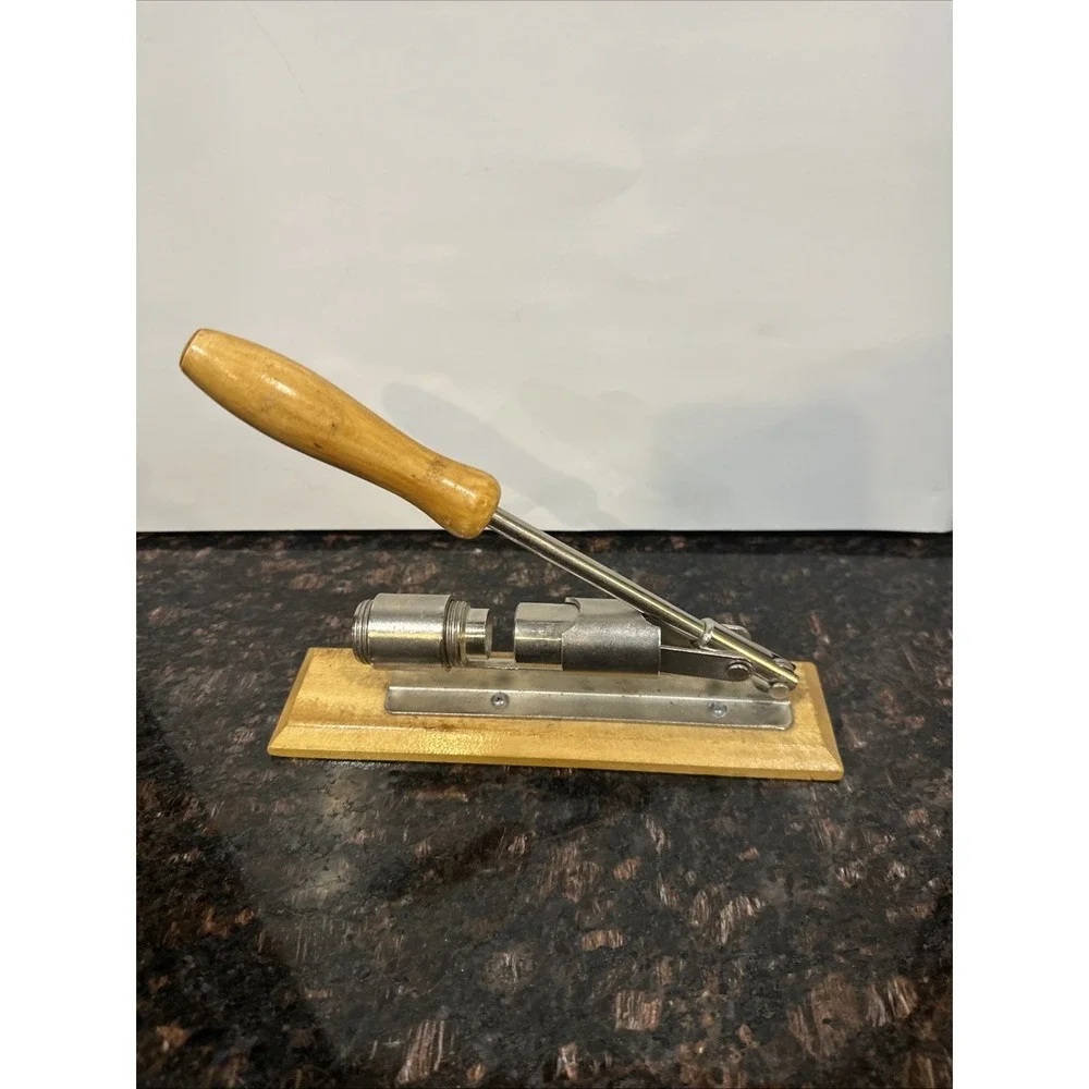 Vintage Nut Cracker Metal Adjustable 8.5in Mounted to Wood Base